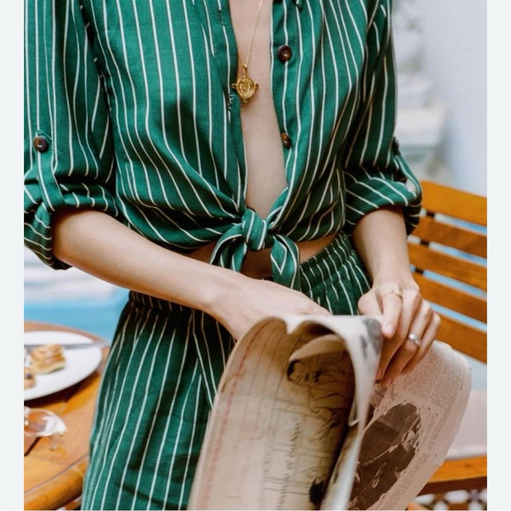 Faithfull the Brand Green and White Striped Set Top and Green Zeus Pants - Picture 4 of 10